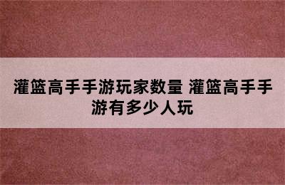 灌篮高手手游玩家数量 灌篮高手手游有多少人玩